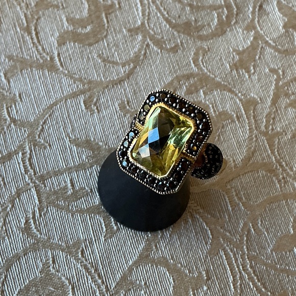 Genuine faceted stones ring Sterling Silver 925 *read gold platesize 9.5 9.75?